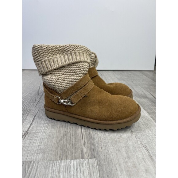 Women's UGG Purl Strap Boot Chestnut Size 7 #1098080 Winter Fall Cozy Warm S - Picture 3 of 8